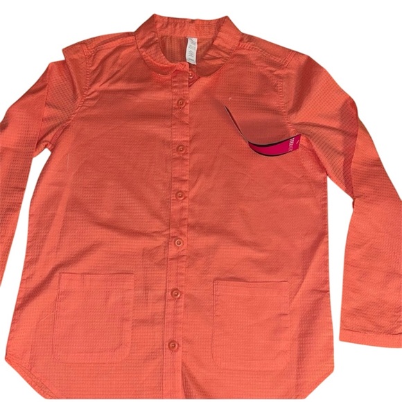TEEZHER BUTTON DOWN SHIRT COTTON WOMEN LONG SLEEVE POCKETS PINK COLOR SIZE SMALL - Picture 5 of 14